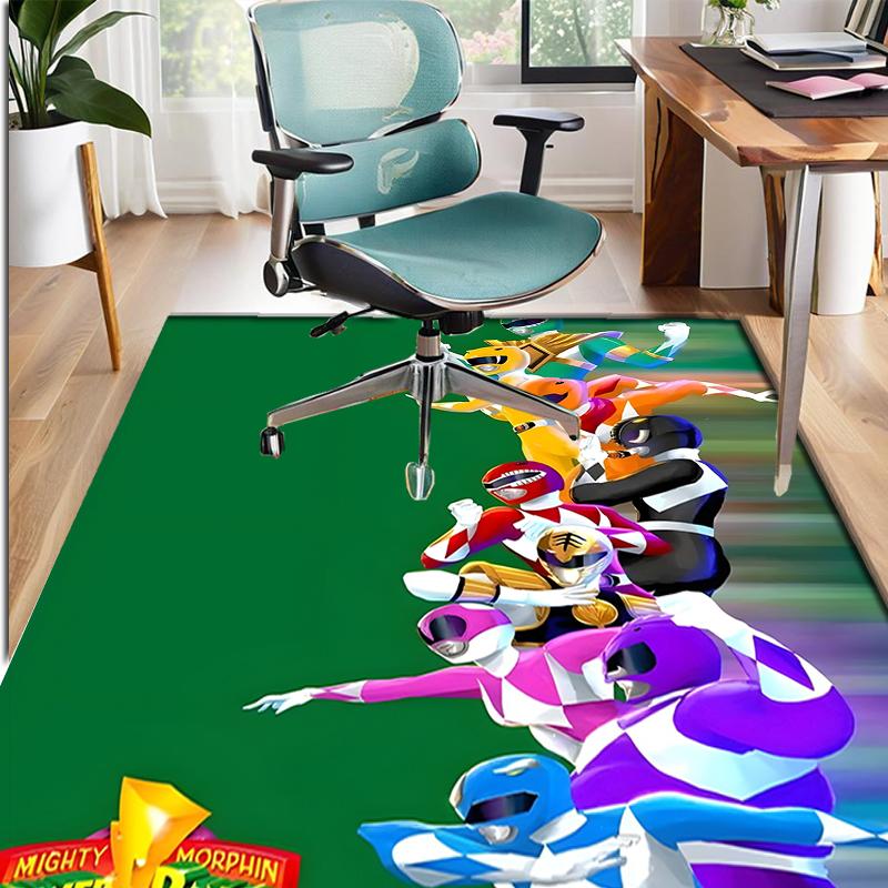 Mighty Morphin Power Rangers Pattern Rug, Indoor/Outdoor Mat, for Picnic, Gameroom, Bedroom, Office, Living Room, Home Decor Carpet, Birthday Gift