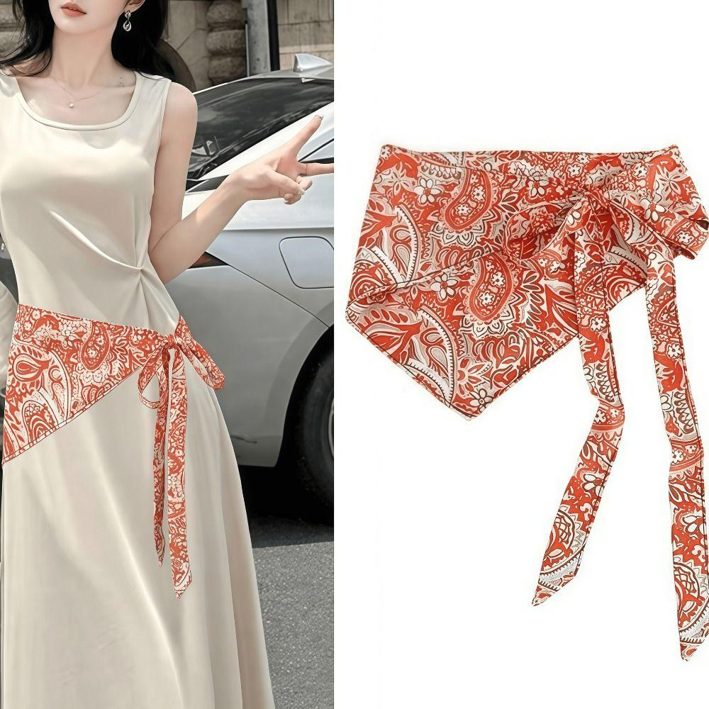 Ethnic Style Triangular Scarf Multicolor Belt Fashion Waist Seal  Women