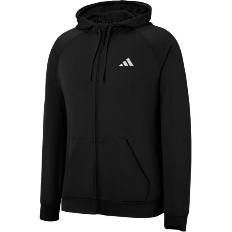 adidas Men s Black Knit Full-Zip Hooded Training Jacket IM7489 M