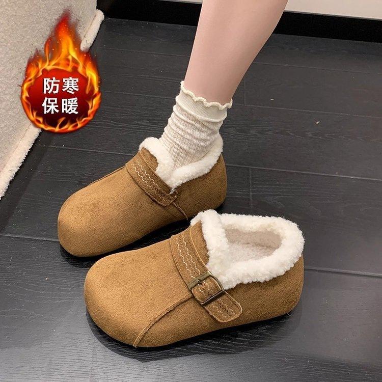 Birkenstocks Winter Velvet New Thick-soled Warm Loafers Cotton Shoes Velvet Thickened Snow Fluff Shoes