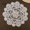 Retro European Style Table Linens Lace Placemat, White Floral Doilies, Embroidered Mat, Elegant Photo Backdrop Prop Sheer Mesh Doily for Tea
