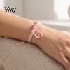 Breast Cancer Awareness Gifts Bracelet for Women, Adjustable Woven String with Handwoven Rope Wristband Ribbon Charm, Handmade Braided Survivor
