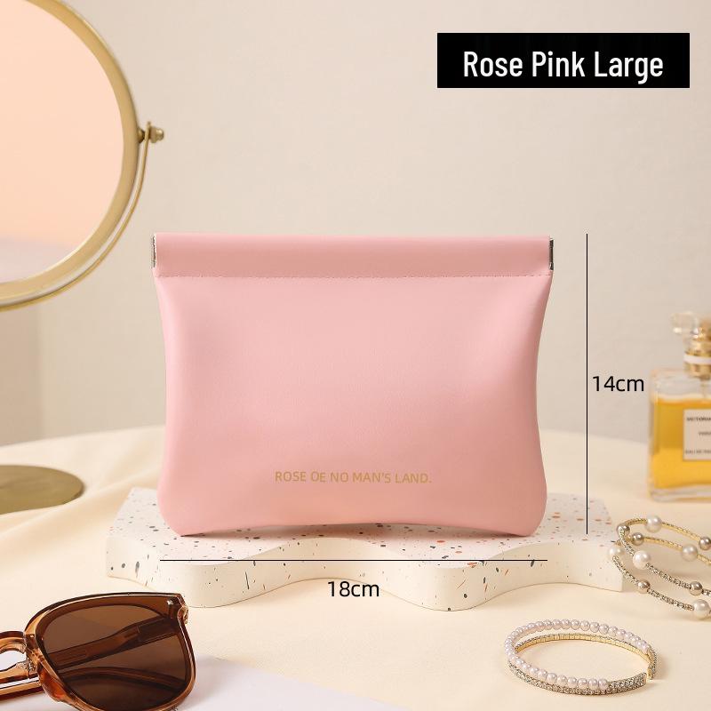 Portable Mini PU Makeup Bag with Automatic Closure for AirPods, Lipstick, and Miscellaneous Items