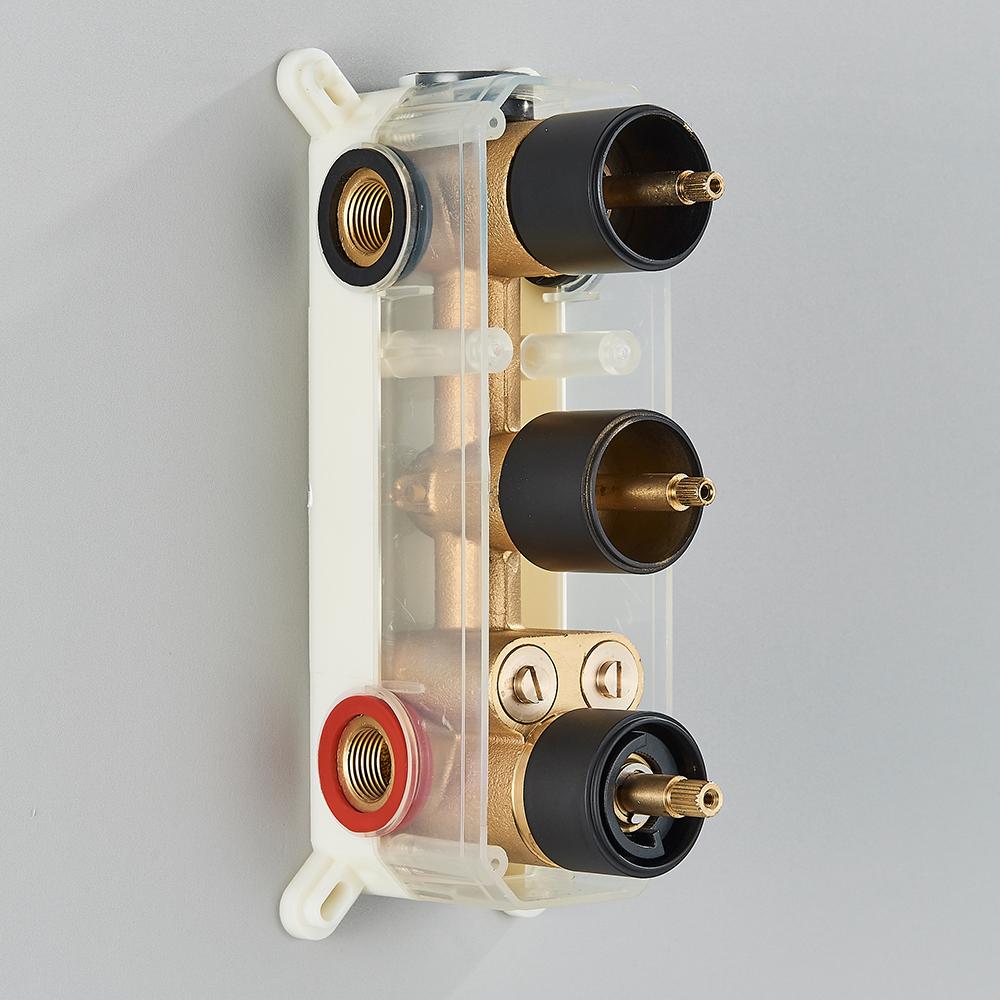 Brushed Gold Thermostatic Shower Mixer Valve Brass 3-ways Mixer Valve Thermostate Control Valve Wall Concealed Shower Valve