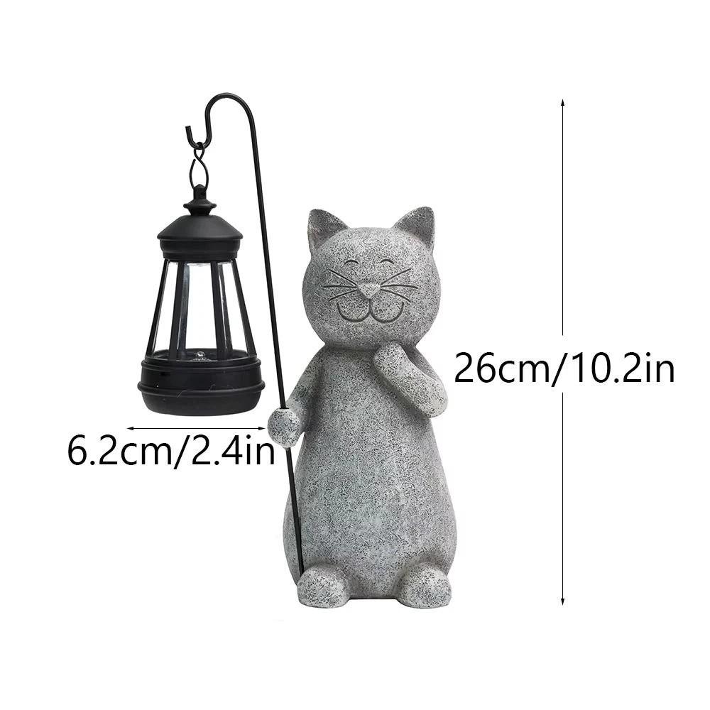 Auto On/Off Solar Lantern UV Resistant LED Lamp Garden Ornament Garden Cat Figurine  Villa Lawn