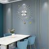 Horloge Murale Ronde en Métal Argenté Moderne de 24 Pouces pour Salon Chambre Bureau Cuisine Décoration de Maison Fonctionne à Piles Quartz Silencieux