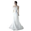 Rochie de mireasă franceză cu un singur cuvânt pe umăr, rochie de mireasă super fairy Mori door, rochie simplă cu temperament, rochie albă, rochie de recepție tip coadă de sirenă