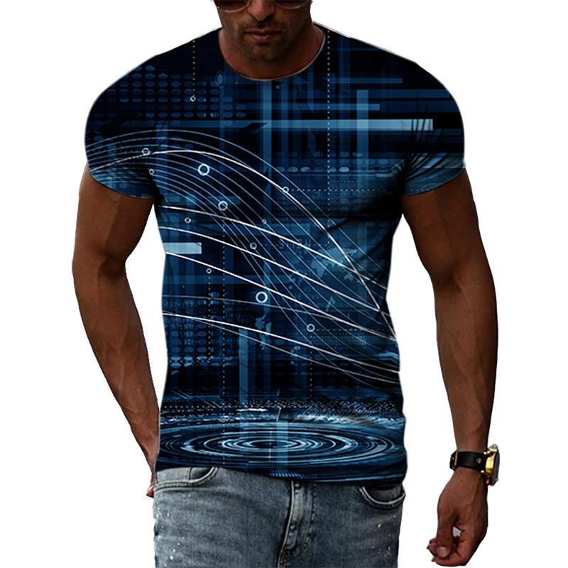 Letní móda Kreativní obrázek Pánské tričko Potištěné personalizované technologické prvky Vyrobeno v Číně Top s kulatým výstřihem a krátkým rukávem