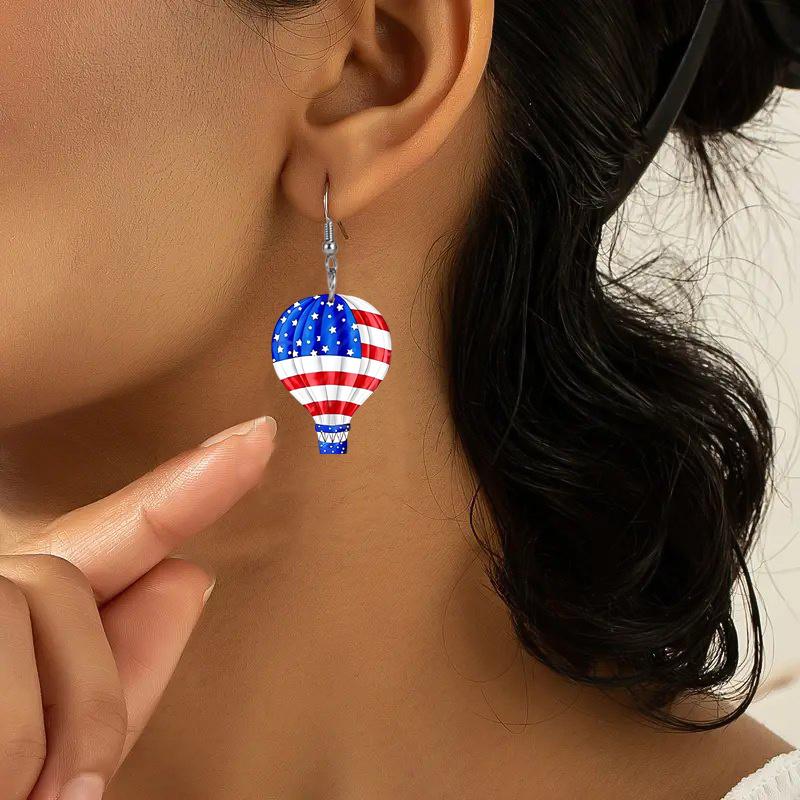 Independence Day Earring HAPPY 4TH OF JULY Love Balloon Dwarf Acrylic Earrings Drop Festival Celebration Earrings Patriot Earrings Women Fashion Gift