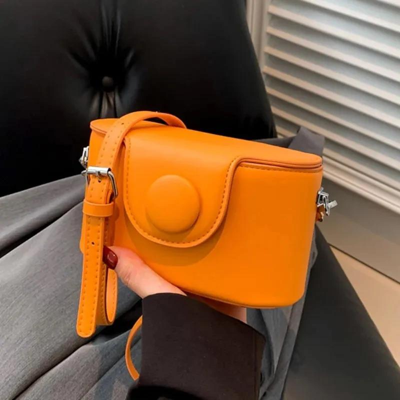 Bolsa de couro PU Crossbody para mulheres Mini bolsas de ombro Bolsas de luxo e bolsas Bolsas de mão femininas Azul e laranja