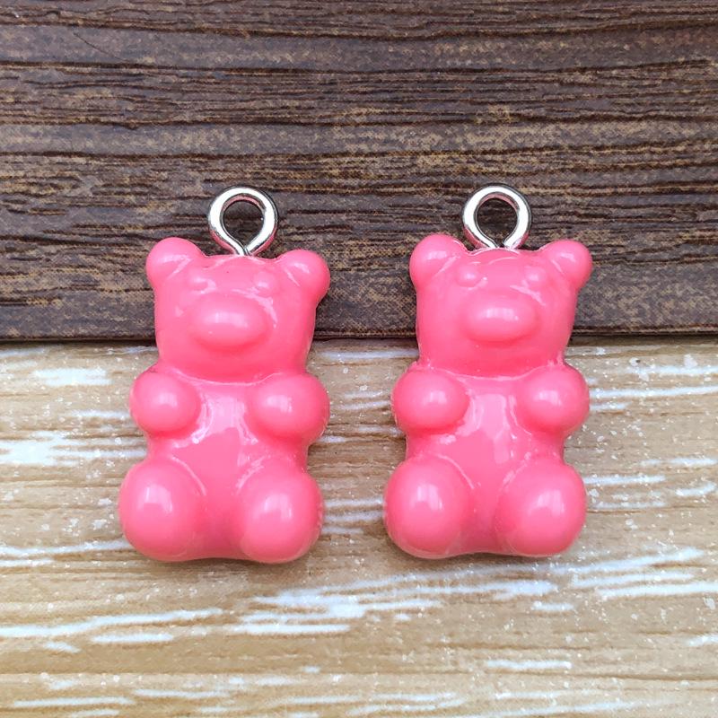 Cute Colorful Cartoon Bear Pendant Charm - Resin DIY Jewelry Accessory