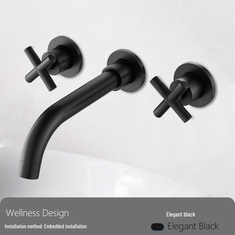 Wall-Mounted Bathroom Basin Faucet with Hot/Cold Mixer Tap