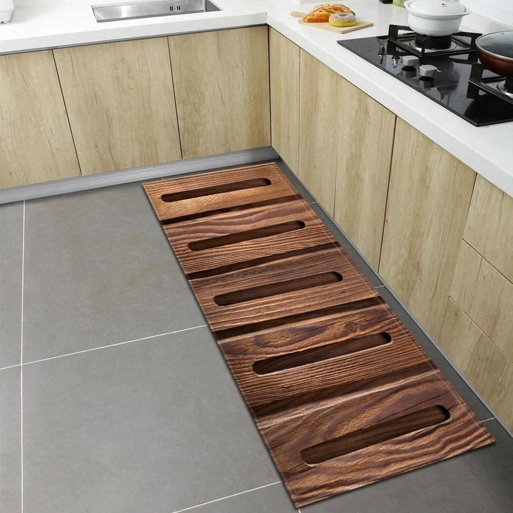 Wood Grain Kitchen Carpet Living Room Children's Floor Mat Porch Door Mat Corridor Balcony Non-slip Mat