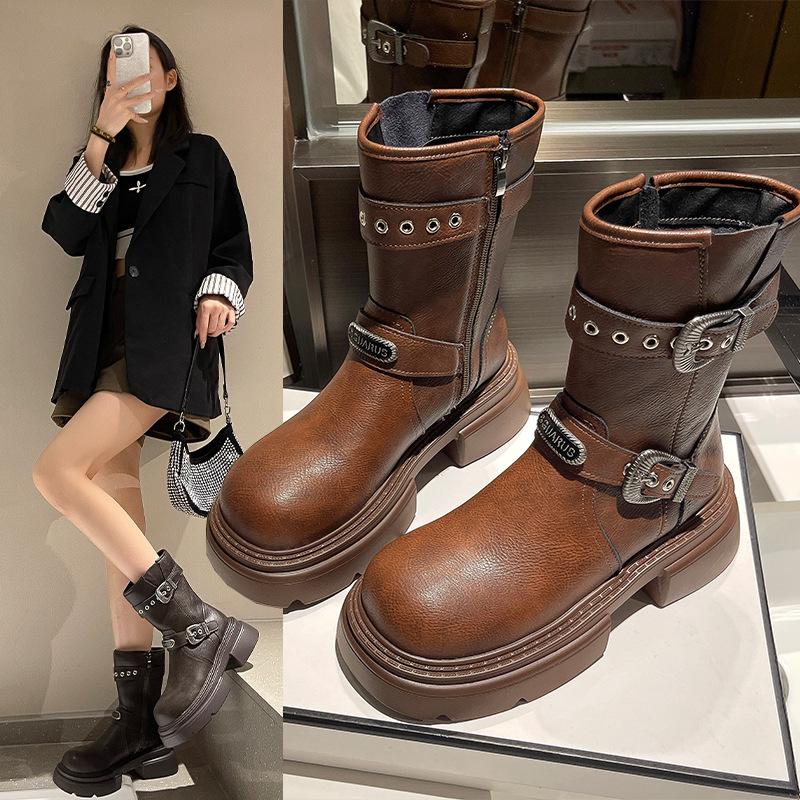 Zhao Zhaoyi Autumn Boots Merad Fashion Medium Tube Knight Western Boots Women