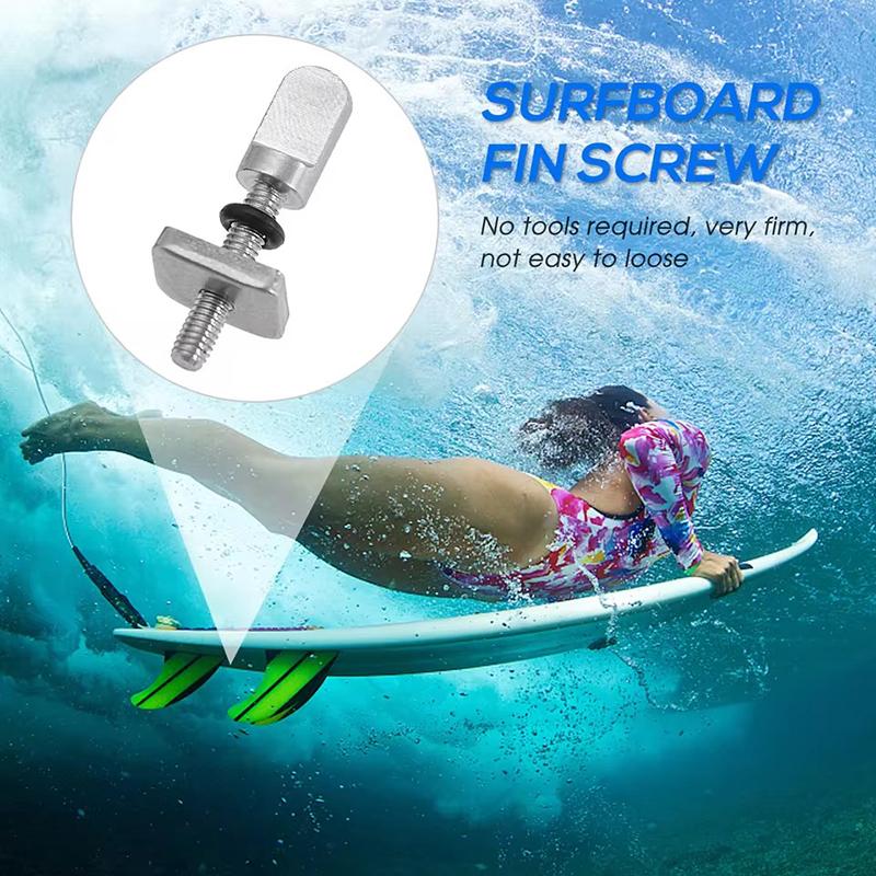 Stainless Steel Surfboard Fin Screw M4 Surf Fin Bolts Longboard Sliding Fin Screws Single Fin Nails Replacing Screws Square Nut