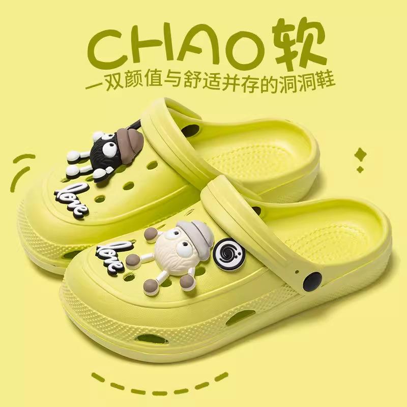 Cave shoes for girls to wear outside couple bag head dragging women's cool slippers women's home shoes women's cool slippers men's hole shoes men