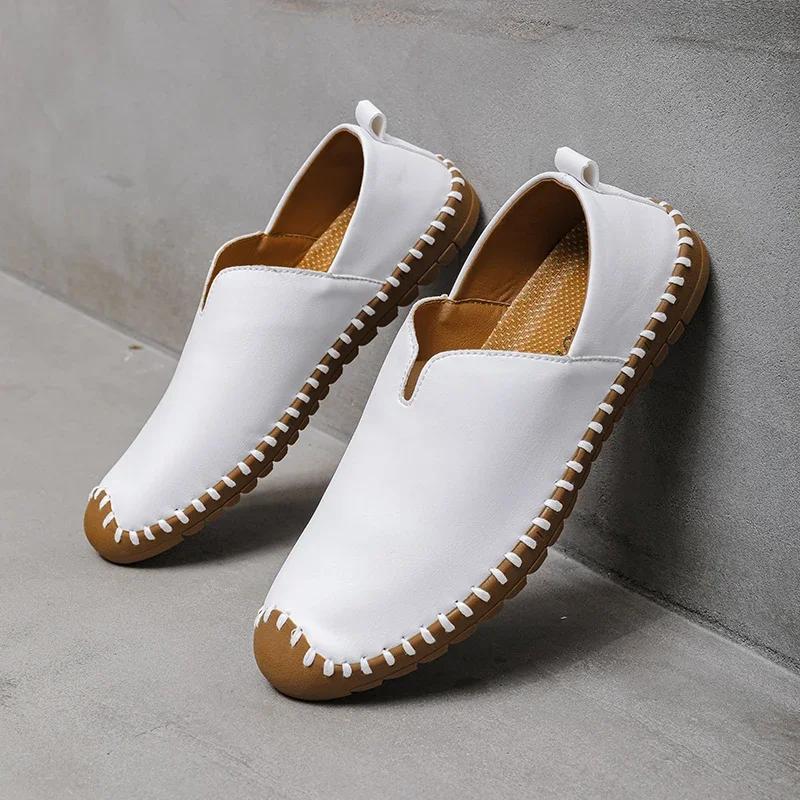 Summer Plus Size Men's Leather Shoes Simple Oxford Sole Casual Shoes Comfortable Soft Sole Lightweight Non-Slip Loafers