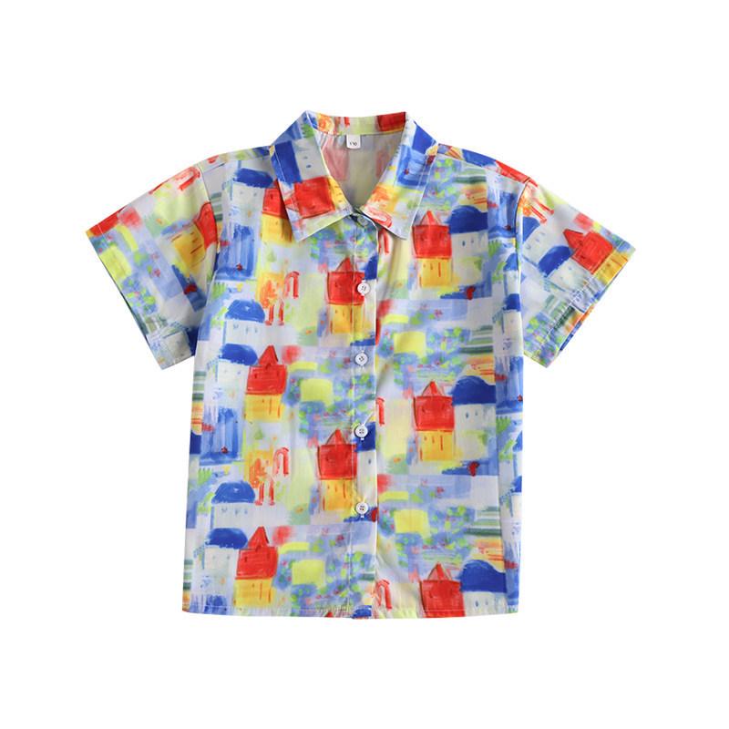 

Children s Day Costumes for Kindergarten Dance and Cheerleading: Colorful Floral Shirts and Jeans 110 cm
