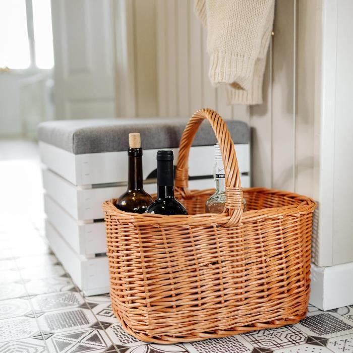 Bottle Basket - CREATIVE HOME - 6 Compartments - Natural Wicker - 40 X 31 X 38 Cm - Brown