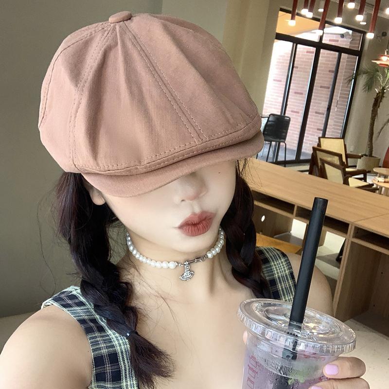 British Retro Forward Hat Women's Korean Version Versatile Simple Beret Japanese Style Duck Tongue Hat
