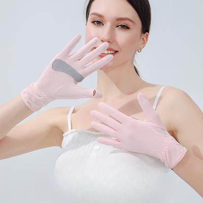 Sunscreen Gloves for Women Summer Outdoor Ultraviolet Anti Slip and Breathable Revealing Fingers Driving and Riding Electric Bike Ice Silk Gloves
