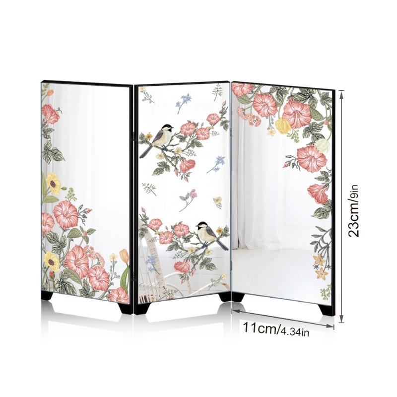 Design Cinese Stile Medio Antico Fiore Uccello Inchiostro Bambù Paravento Decorazione da Scrivania Tavolino Soggiorno Decor