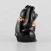 Seto Ware Black with Right Paw In Approximately 5cm In Diameter and 9cm In Mini Good Luck Made In Maneki-neko (beckoning Cat) Figurine, Gold, Height,
