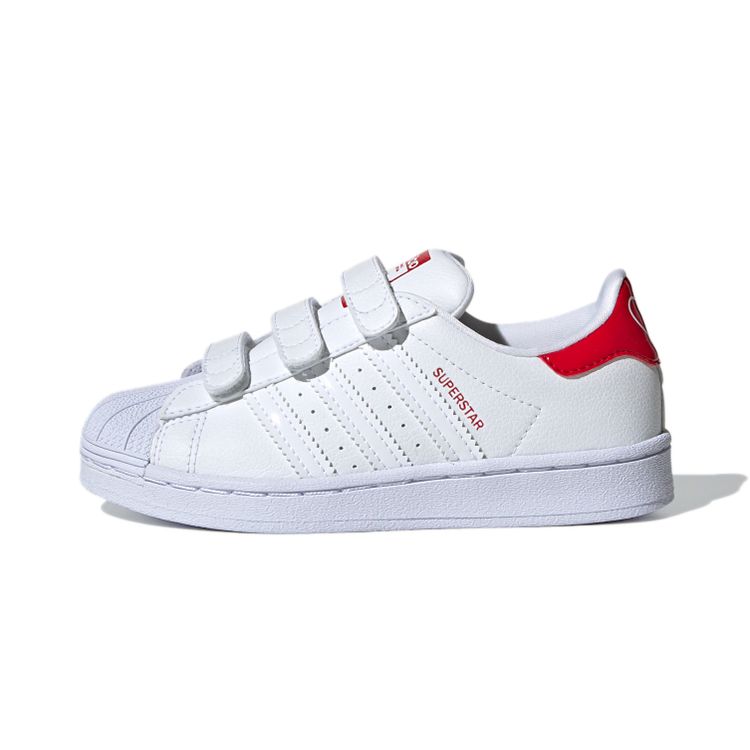 Adidas Originals Superstar Cf C Lace-Up Breathable Low-Top Kids Skate Shoes Kids Sneakers White Red FX7170