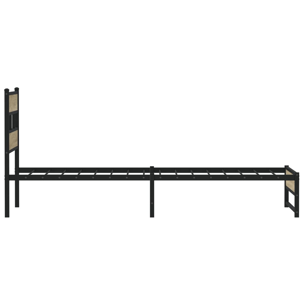 Vidaxl Metal Bed Frame, Without Mattress, Sonoma Oak, 80X200 Cm