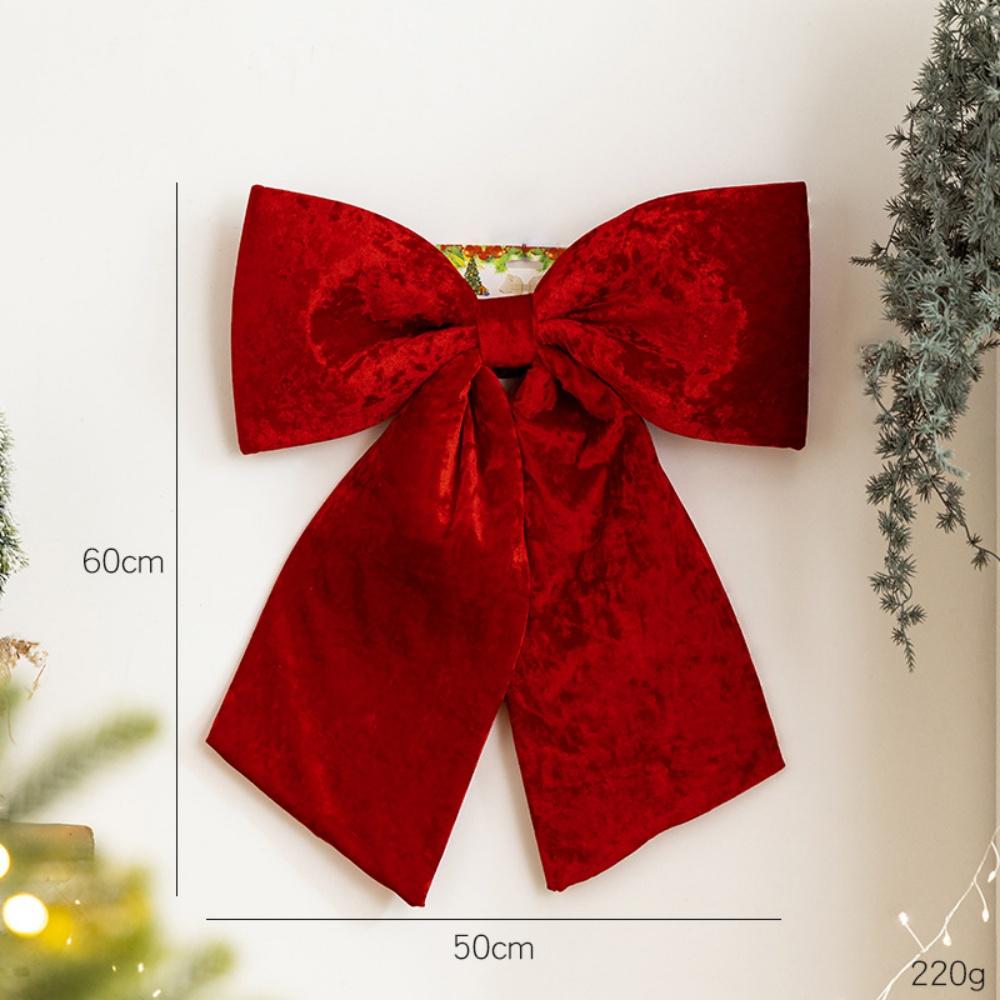 60cm Red Large Velvet Christmas Bows Large Christmas Tree Top Bow Outdoor Decorations Wedding Hanging Pendant New Year Ornament