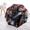1 Stück Automatischer Faltregenschirm - Muster mit Horrorfilm-Charakteren, Tragbares & Faltbares Design mit 8 Speichen, Weihnachts-Geburtstagsgeschenke