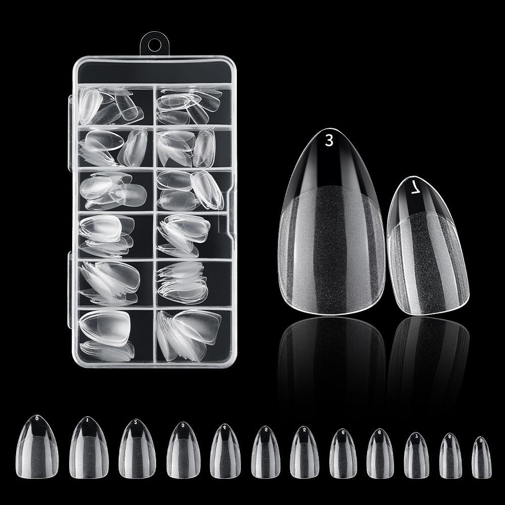120/100-Piece Set of Clear Frosted Square Oval Almond Ballet Wear-On False Nail Art Tips