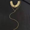 Gold Rhinestone Necklace Y-shaped Long Choker Elegant Multi-Layer Necklace  Women