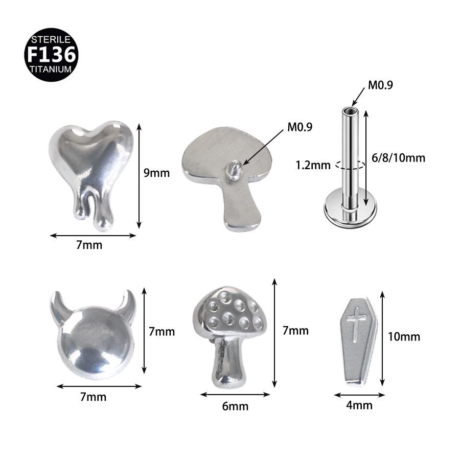 Titanium Alloy Heart and Fox Pigeon Cartilage & Tragus Piercing Studs