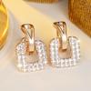 Crystal White Zircon Stone Hoop Earrings For Women Vintage Gold Color Wedding Jewelry