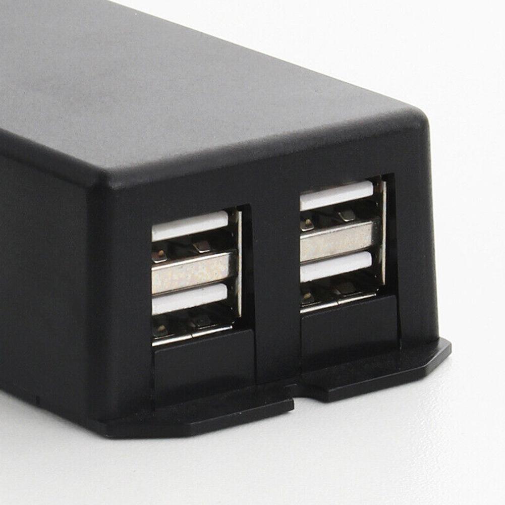 DC Power Adapter With Battery Clip 12V Vehicle USB Charger For Cellphone 4 Ports Automatically Identify Shunt Charging