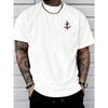 Men's Summer Cotton Fashionable Sports Dragon and Boat Anchor Pattern Printed Round Neck Short Sleeved T-shirt