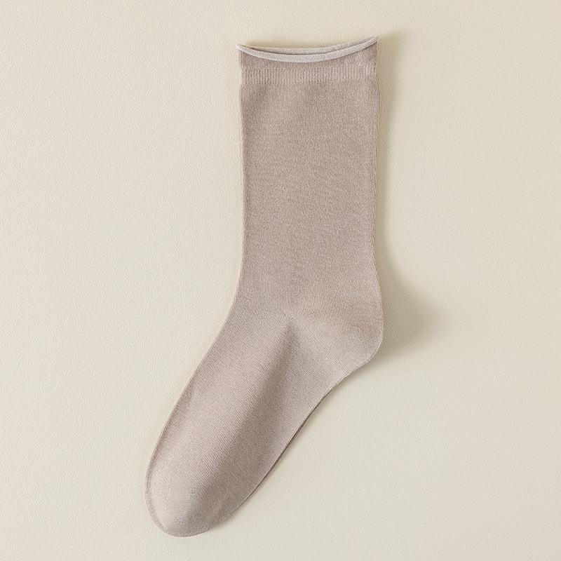 

Женские весенне-летние тонкие бесшовные носки-гольфы с широкой резинкой 1 pair кофейный