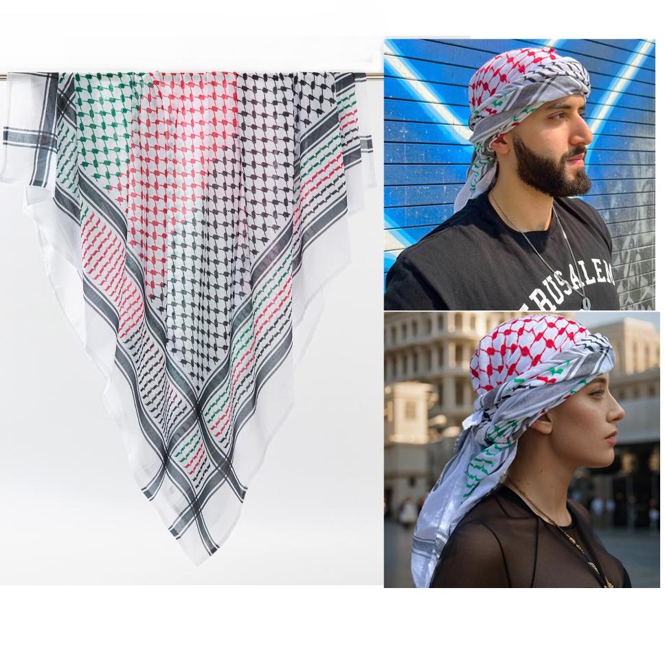 136X133Cm Tactical Desert Shemagh Keffiyeh Arab Tessel Scarf Wrap Outdoor Windproof Dustproof Face Protective Scarf Men Women