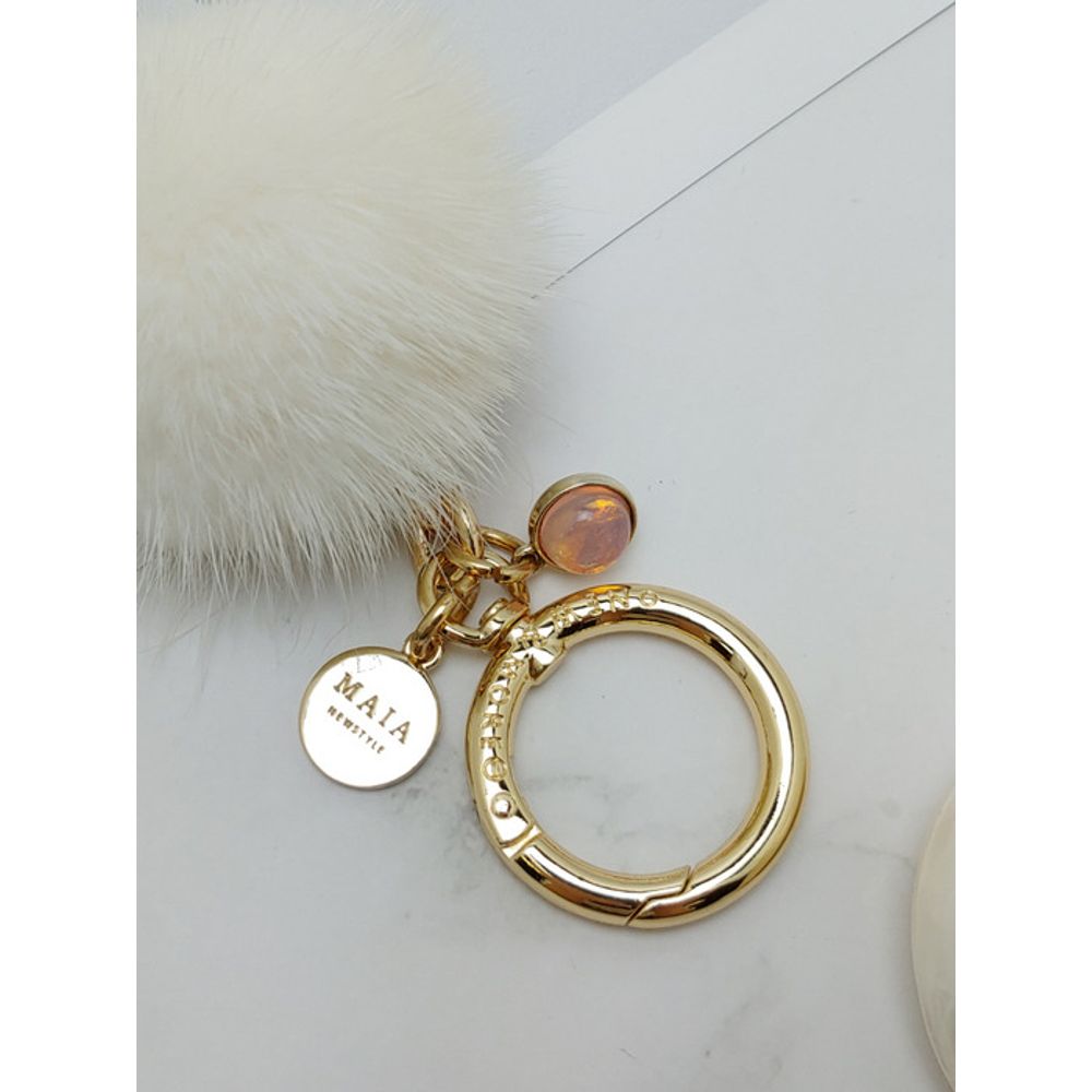 MAIA Mink Fur Keychain & Charm - Ivory