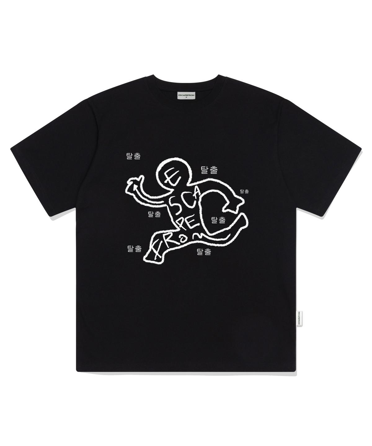 Escape From Print Oversized Short Sleeve T-Shirt Black S