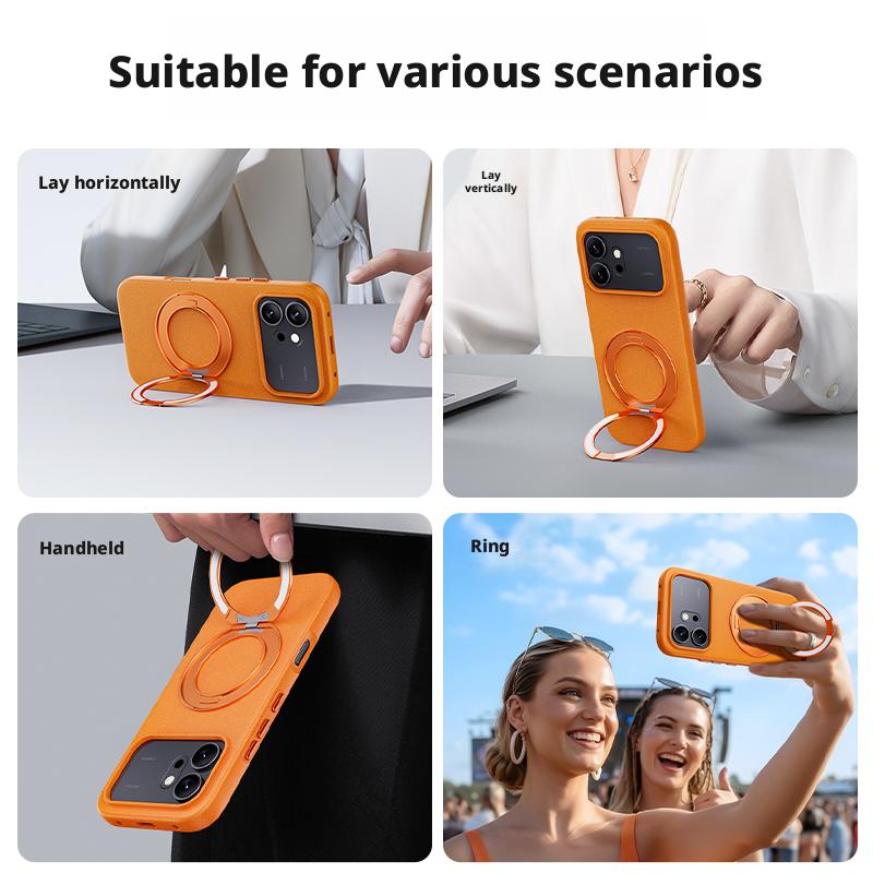 For Honor 600/600 Pro and Honor 500/500 Pro Case Rock Sand Strong Anti-Fingerprint Anti-Oil Magnetic 360° Rotatable Stand Cover