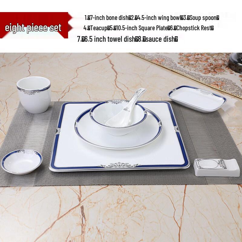 

Elegant Blue Bone China Dinner Set - Star Hotel Style
