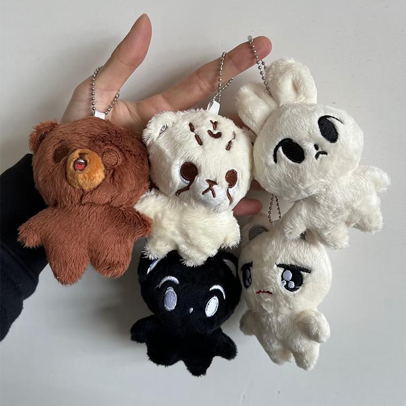 1pc Cartoon Cheetah Lee Doyoung Mark Same Plush Keyrings Q Styles Mini Gomdo Lee Taeyong Keychains Key Rings Bag Pendants