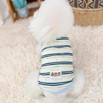 Rippstrick Hundeweste Weiche Gestreifte Welpen T-Shirts Sommer Ärmellos Atmungsaktiv Haustier Outfits für Kleine Mittlere Hunde Katzen