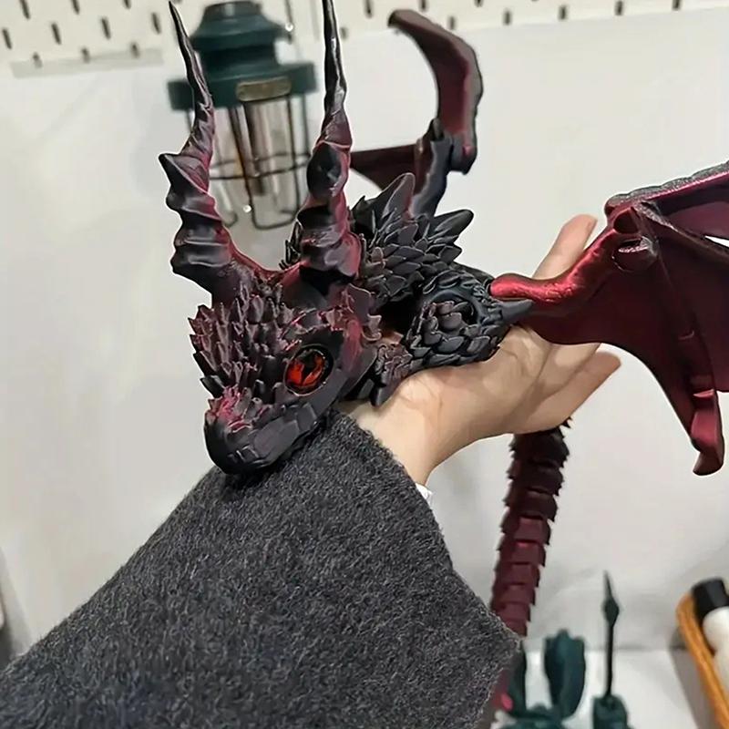 3D Printed Dragon With Wings Winged Carriage Dragon Figurine Art Deco Dragon Sculpture Tabletop Animal Theme Decor Gifts