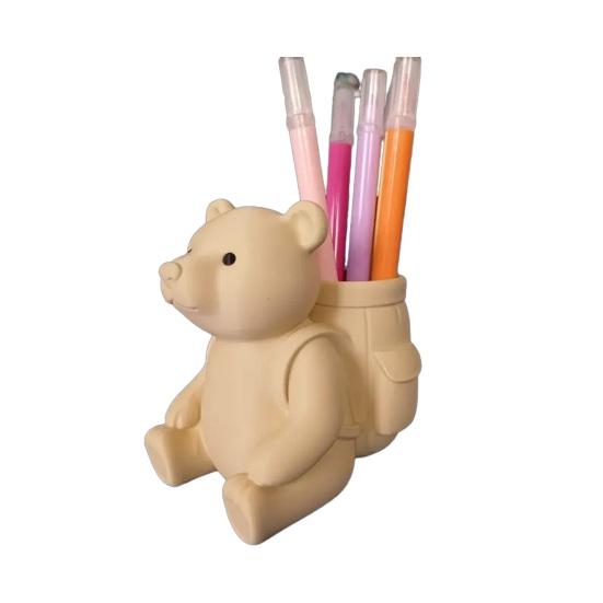 Bear Pencil Holder Cute Little Bear Pen Cup for Desk Large Capacity Stationery Organizer