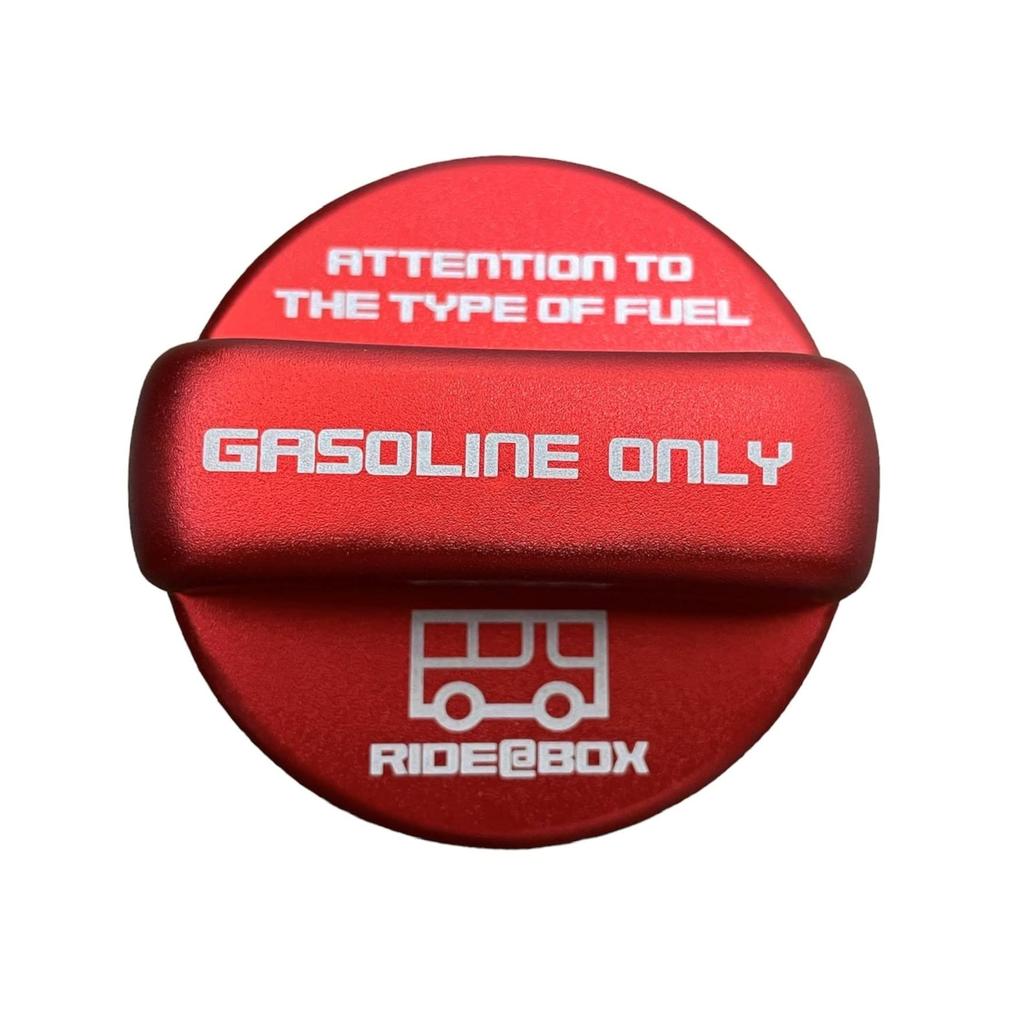 RIDE@BOX Fuel Cap Cover: Aluminum Fuel Filler Cap for Toyota Hiace/Regius Ace 200 Series, Red, Adhesive Type