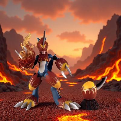 18cm/7.0 Zoll Digimon Anime Charakter Flamemon PVC Actionfigur Figur Modell Sammlung Dekoration Ornamente Spielzeug Geschenk