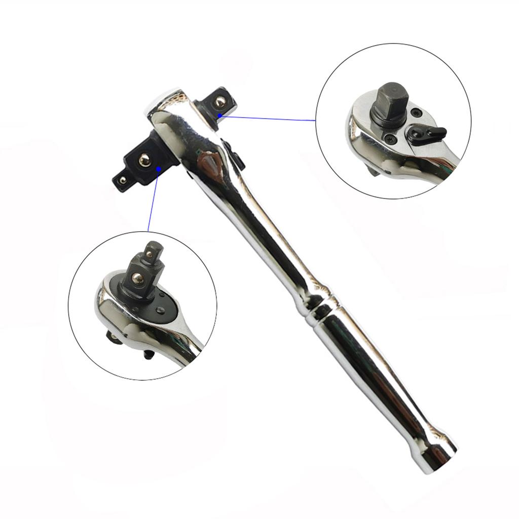 1/4" 3/8" 1/2" Drive Ratchet Wrench Professional Heavy Duty Ratchet Quick-release Reversible Ratchet Spanner 72-Tooth